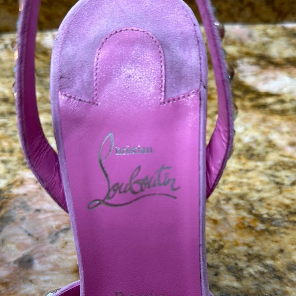 Christian Louboutin Pink Embellished Heels - Picture 4 of 11